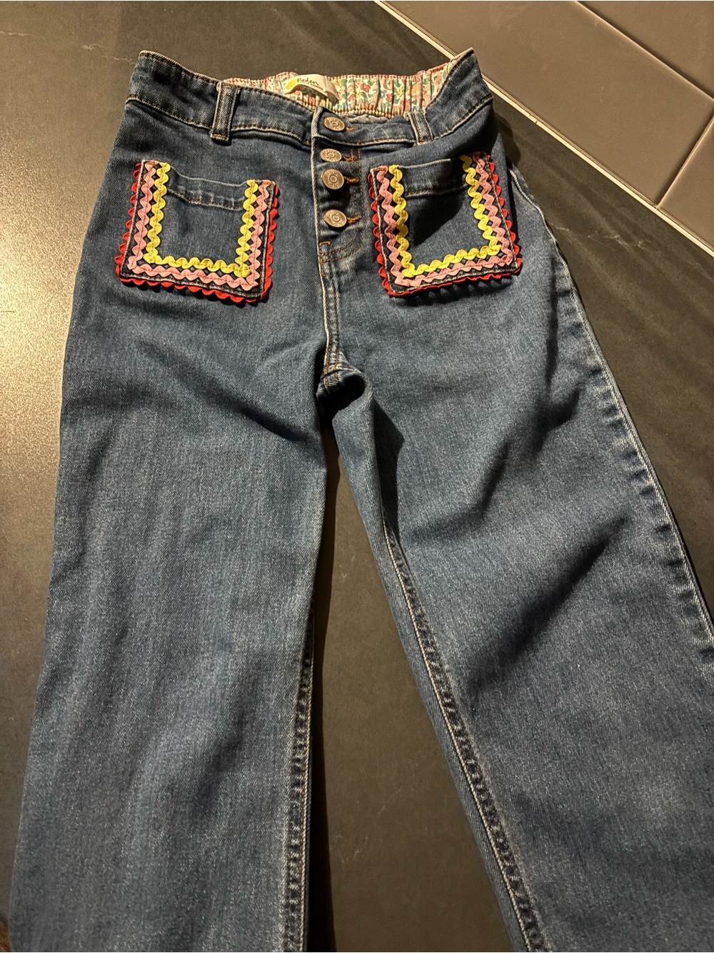 Boden Girls rick-rac button fly jean